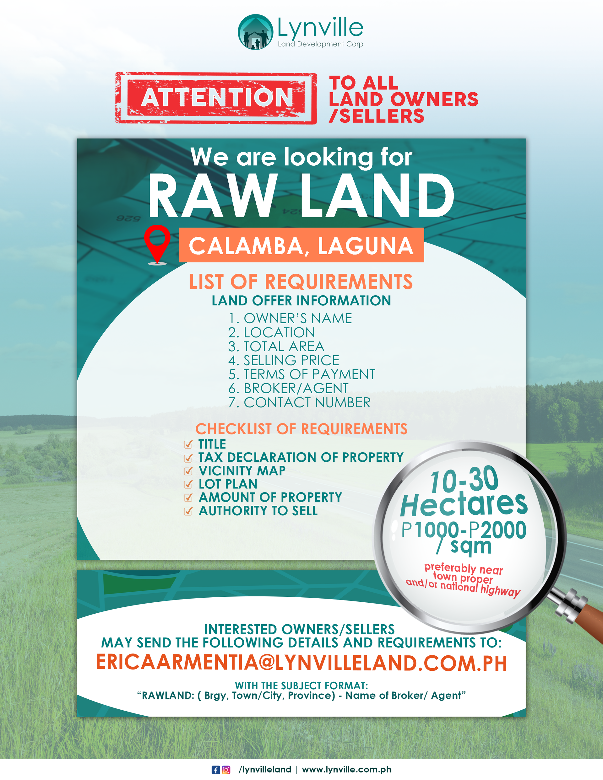 RAW LAND SEARCH IN CALAMBA, LAGUNA