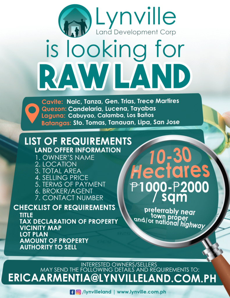 We are looking for RAW LAND